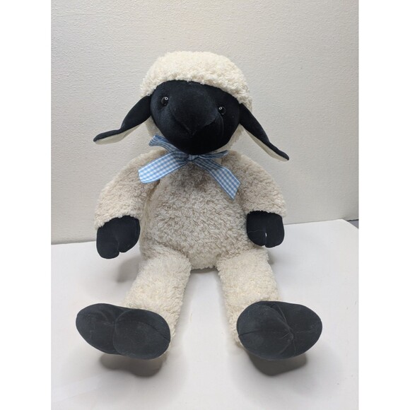 Manhattan Toy Lamb Baby Sheep 15in Black White Plush Stuffed Animal Vintage 1998 - Picture 1 of 7